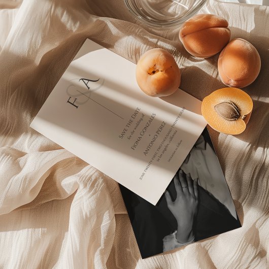 Save The Date Mariage de monogramme classique élégant et neutre