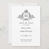 Save The Date Mariage de monogramme de couronne royale (Devant)