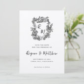 Save The Date Mariage de monogramme de poitrine florale noire de (Debout devant)