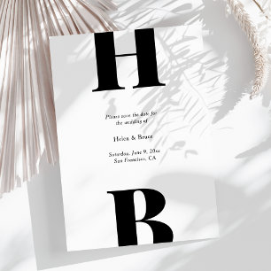 Save The Date Mariage de monogramme de typographie noire moderne
