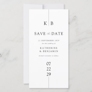 Save The Date Mariage de Monogramme moderne blanc élégant