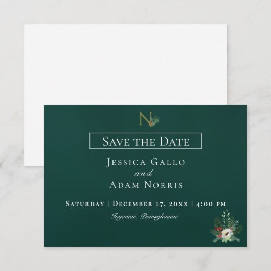 Save The Date Mariage de monographie de Noël (Devant / Derrière)