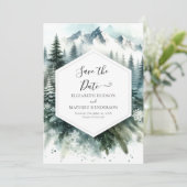 Save The Date Mariage de Montagne à l'Aquarelle Romantique (Debout devant)