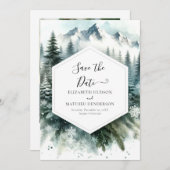 Save The Date Mariage de Montagne à l'Aquarelle Romantique (Devant / Derrière)