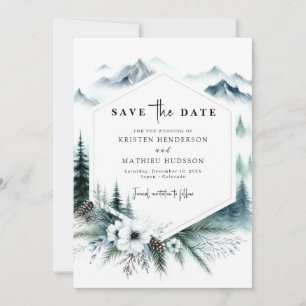 Save The Date Mariage de montagne aquarelle classique