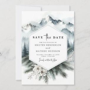 Save The Date Mariage de montagne minimal de la forêt