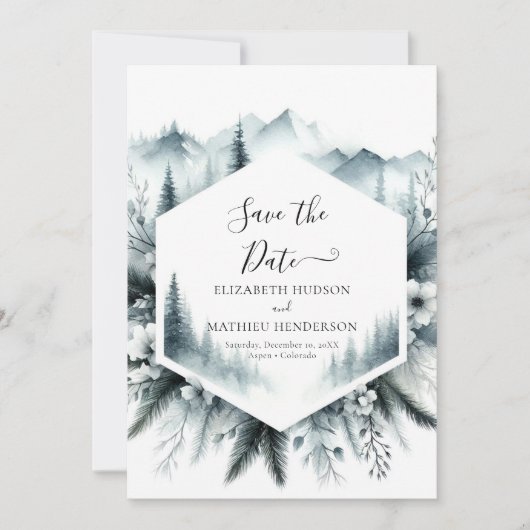 Save The Date Mariage de montagne minimal imprimable (Devant)