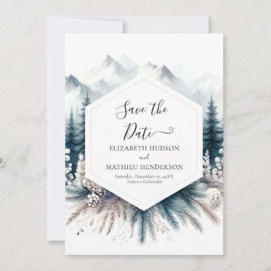 Save The Date Mariage de montagne moderne Boho (Devant)