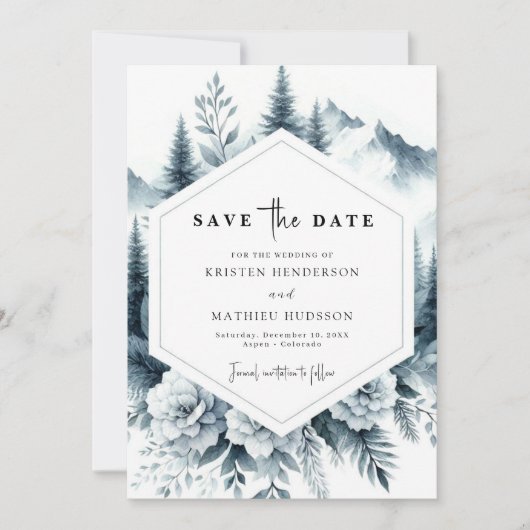 Save The Date Mariage de montagne rustique numérique (Devant)