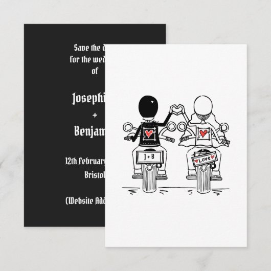 Save The Date Mariage de motards à moto (Devant / Derrière)