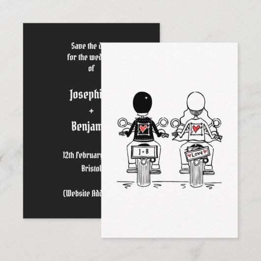 Save The Date Mariage de motards à moto (Devant / Derrière)