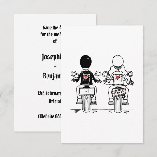 Save The Date Mariage de moto Biker  (Devant / Derrière)