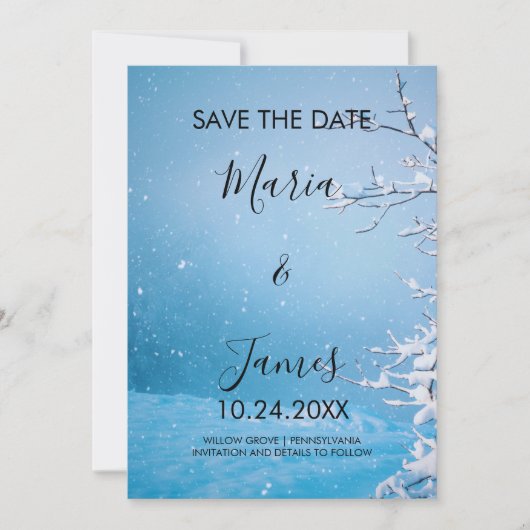 Save The Date Mariage De Neige D'Hiver Appartement Enregistrer L (Devant)