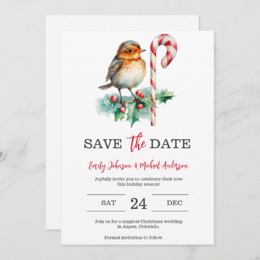 Save The Date Mariage de Noël (Devant / Derrière)