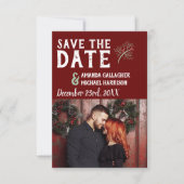 Save The Date Mariage de Noël Bourgogne Sage Pine d'hiver Photo (Devant)