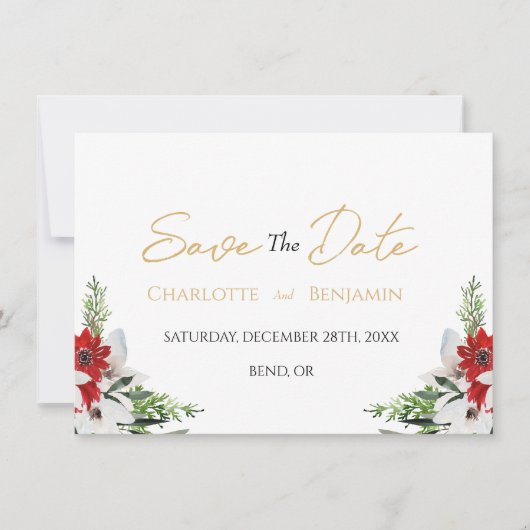 Save The Date Mariage de Noël classique simple (Devant)