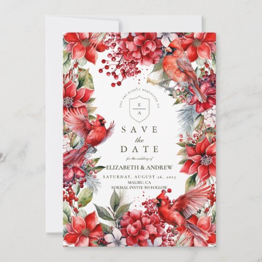 Save The Date Mariage de Noël du cardinal rouge (Devant)
