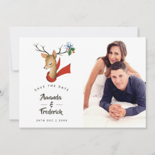Save The Date Mariage de Noël Rétro Vintage Enregistrez la Date