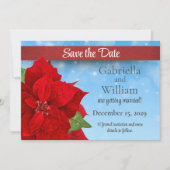 Save The Date Mariage de Noël Rouge Poinsettia (Devant)