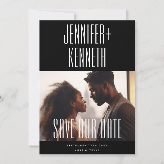 Save The Date Mariage de noms photo modifiables Ultra Simple Mod (Devant)