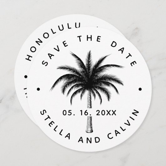 Save The Date Mariage de palmiers tropicaux Photo simple (Devant / Derrière)