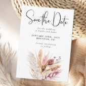 Save The Date Mariage de Pampas Boho Neutre Rustique