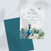 Save The Date Mariage de paon tropical turquoise Enregistrer la