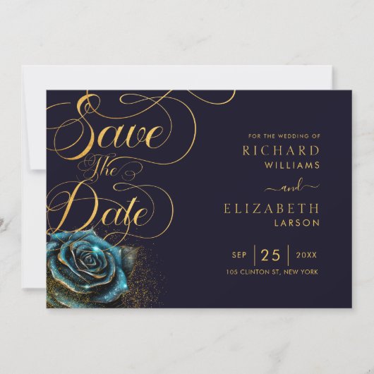Save The Date Mariage de Parties scintillant Rose gothique foncé (Devant)