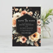 Save The Date Mariage de pêche botanique rustique (Debout devant)