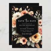 Save The Date Mariage de pêche botanique rustique (Devant / Derrière)