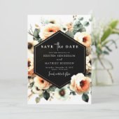Save The Date Mariage de pêche de l'aquarelle botanique (Debout devant)