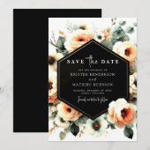 Save The Date Mariage de pêche de l'aquarelle botanique (Devant / Derrière)