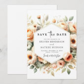 Save The Date Mariage de pêche florale minimaliste (Devant / Derrière)