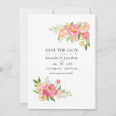 Save The Date Mariage de peonies aquarelle de printemps Photo (Devant)