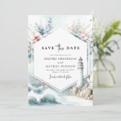 Save The Date Mariage de phare de charme numérique (Debout devant)