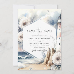 Save The Date Mariage de phare de style rustique romantique