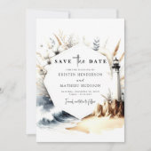 Save The Date Mariage de phare des vagues rustiques (Devant)