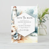 Save The Date Mariage de phare moderne Whimsical (Debout devant)
