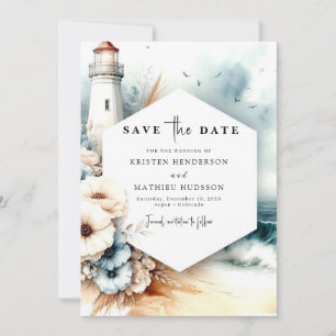 Save The Date Mariage de phare moderne Whimsical