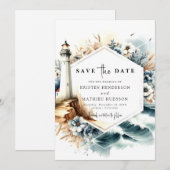 Save The Date Mariage de phare Oceanic Whimsy personnalisé (Devant / Derrière)