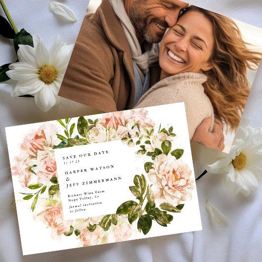 Save The Date Mariage de photo classique rose