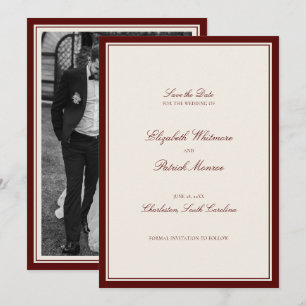 Save The Date Mariage de Photo de Domaine Classique Formel Burgu