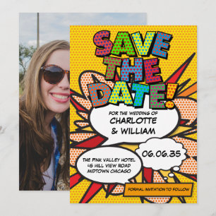 Save The Date Mariage de photo de livre de bande dessinée modern