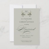 Save The Date Mariage de photo de monogramme de branche d'olive (Dos)