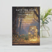 Save The Date Mariage de photo de pot de maçon de forêt enchanté (Debout devant)