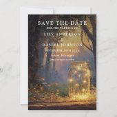 Save The Date Mariage de photo de pot Mason de forêt enchantée r (Devant)