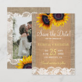 Save The Date Mariage de photo de tonneaux et dentelles rustique (Devant / Derrière)