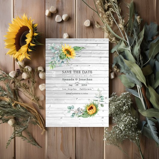 Save The Date Mariage de photo de tournesol boho rustique eucaly