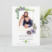 Save The Date Mariage de photo géométrique succulente (Debout devant)