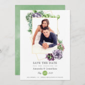 Save The Date Mariage de photo géométrique succulente (Devant / Derrière)